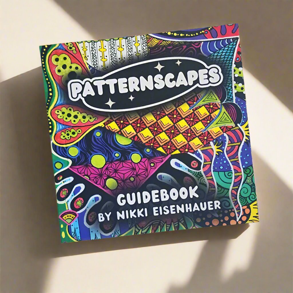 A colorful booklet with the words patternscapes on it.